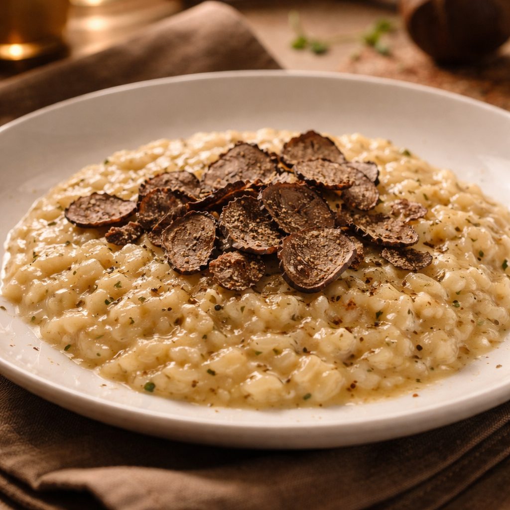 Recept za tartufov riž z maslom, ki ostane kremast in diši po tartufih
